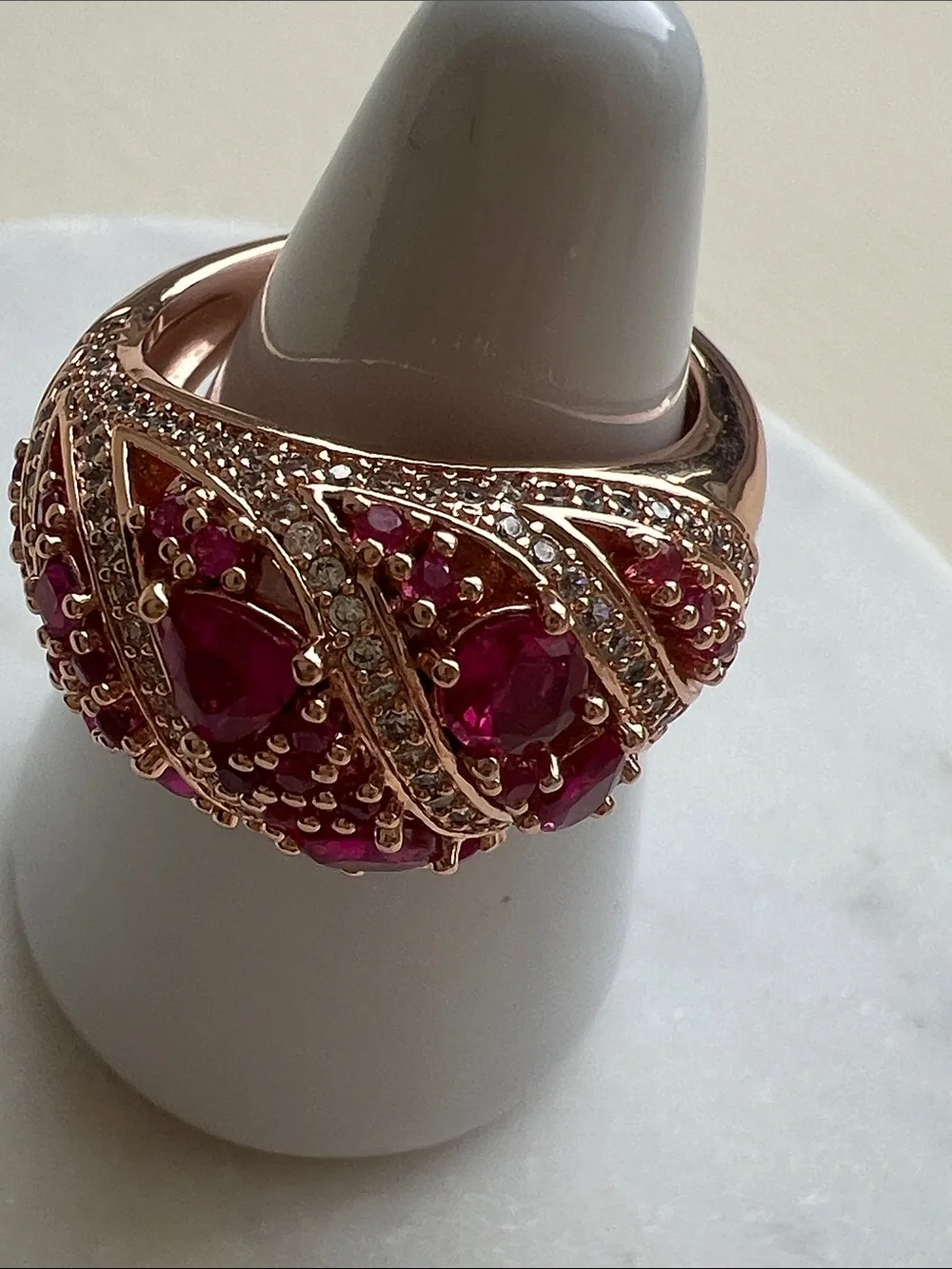 bp Gold-Tone Pink Crystal Braided Ring